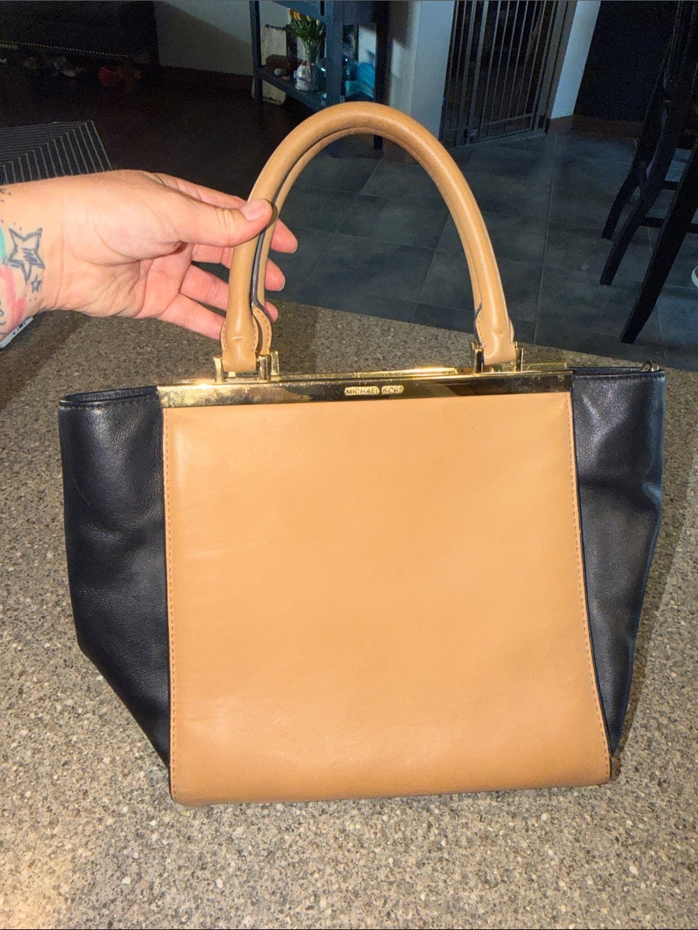 Michael Kors Leather Lana Colorblock Top-Handle Satchel Tote
